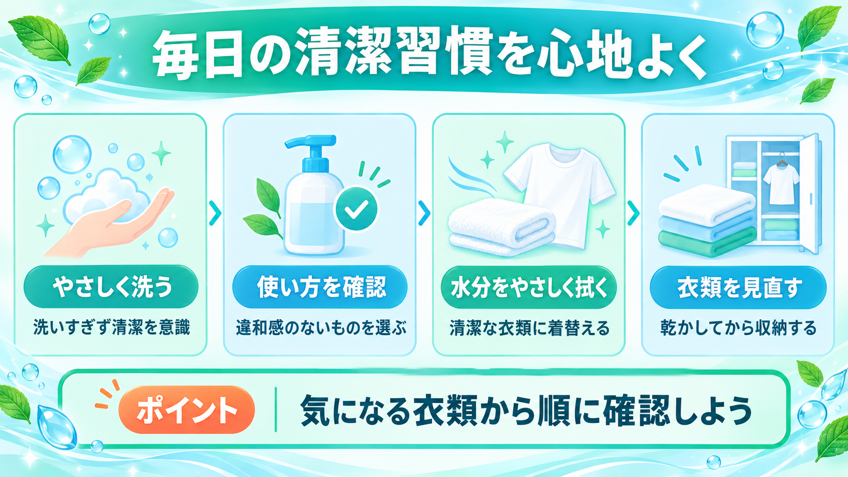 日常の清潔習慣と衣類の状態