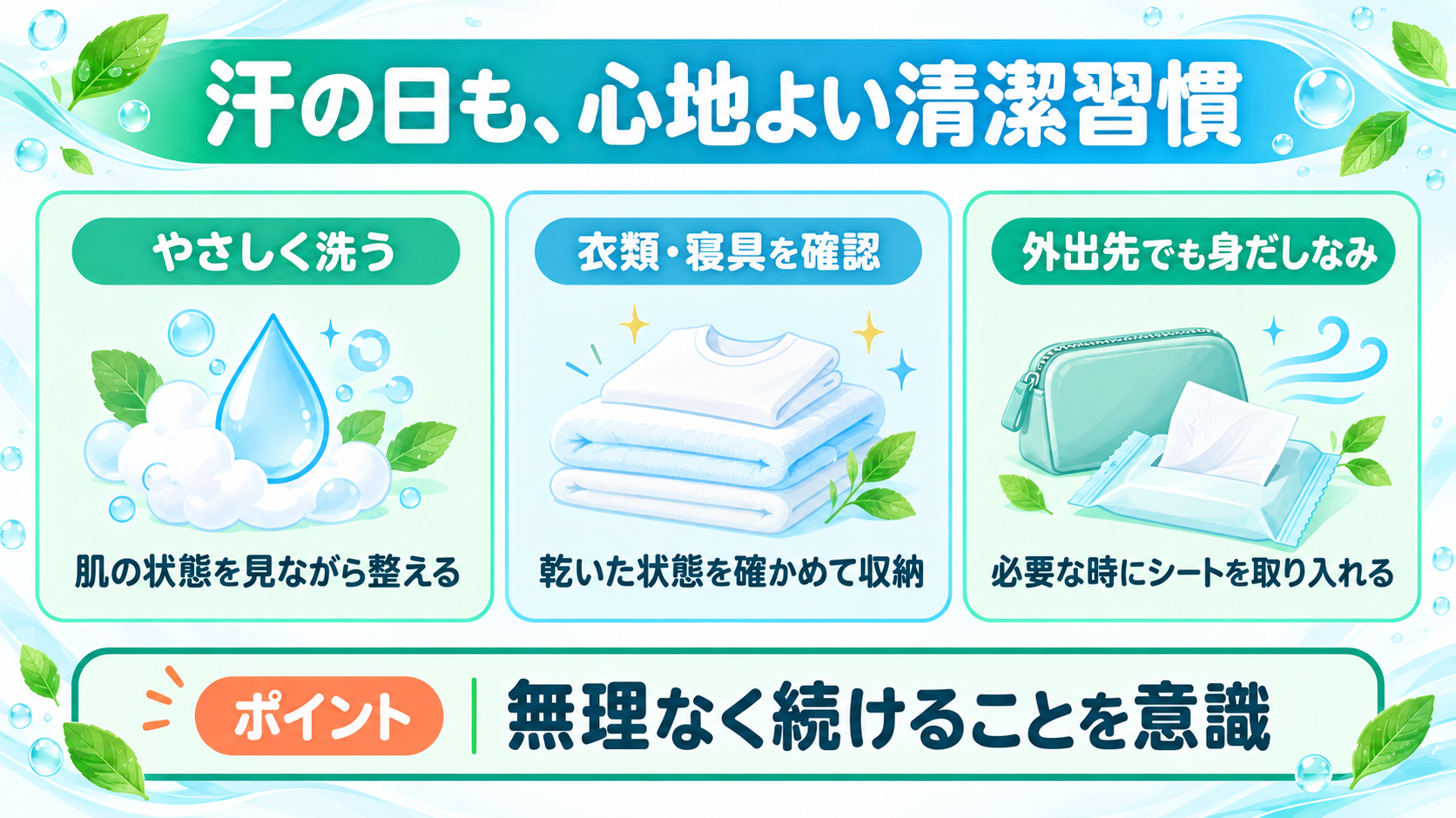 汗と肌まわりの清潔習慣